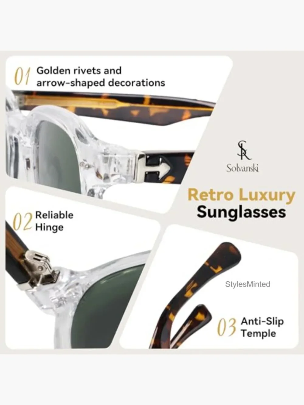 Square Tortoiseshell Retro Sunglasses UV400 Non-Polarized Lightweight Unisex